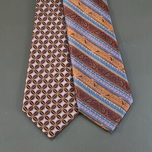 ENRO Men's 100% Silk Necktie Copper Metallic Lot of 2